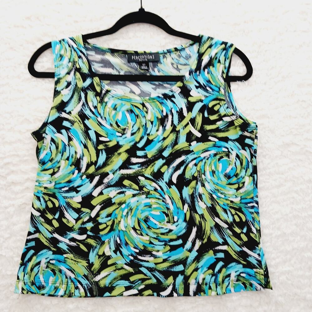 Blouse Artsy Y2K Tank Top Psychedelic Abstract Going-Out Resort Edgy Size 8P